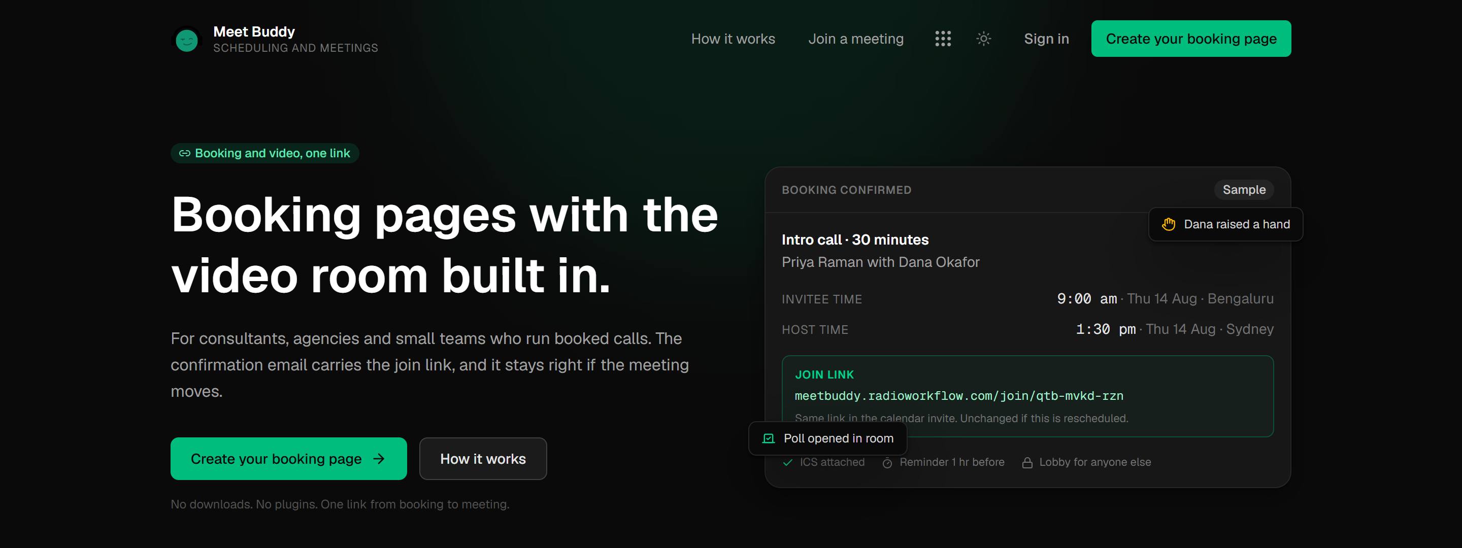 The top of the Meet Buddy home page at meetbuddy.radioworkflow.com